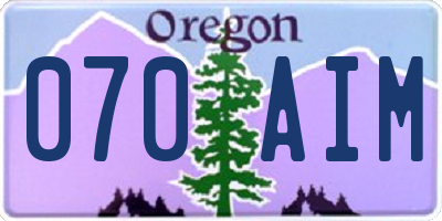 OR license plate 070AIM