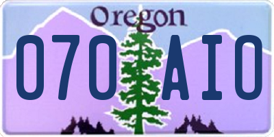 OR license plate 070AIO