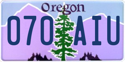 OR license plate 070AIU