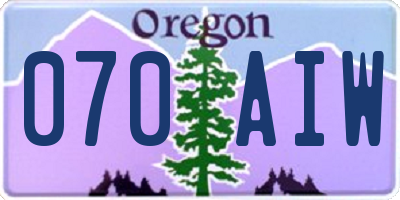 OR license plate 070AIW