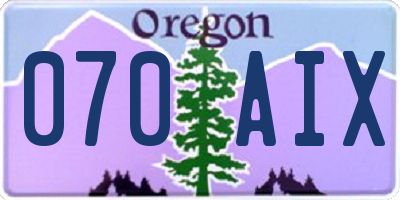 OR license plate 070AIX