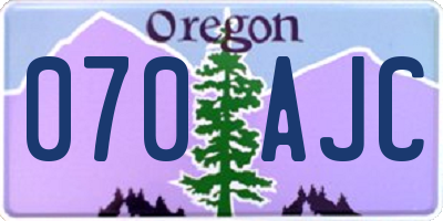 OR license plate 070AJC