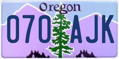 OR license plate 070AJK