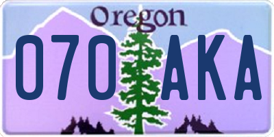 OR license plate 070AKA