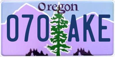 OR license plate 070AKE