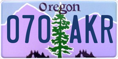 OR license plate 070AKR