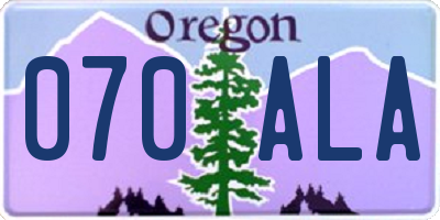 OR license plate 070ALA