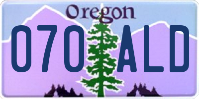 OR license plate 070ALD