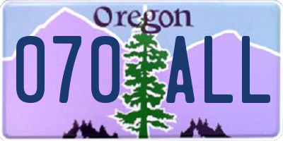 OR license plate 070ALL