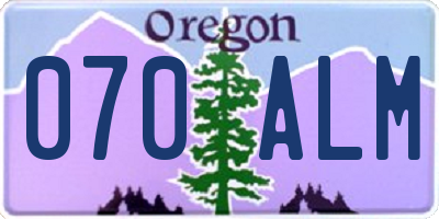 OR license plate 070ALM