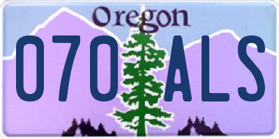 OR license plate 070ALS