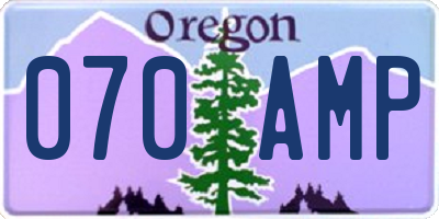OR license plate 070AMP
