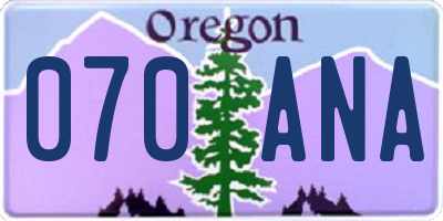 OR license plate 070ANA