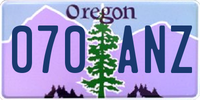 OR license plate 070ANZ