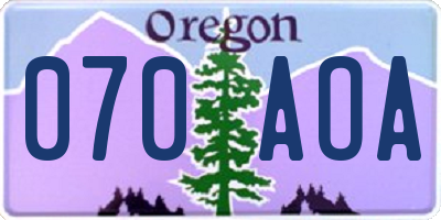 OR license plate 070AOA