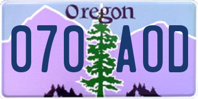 OR license plate 070AOD