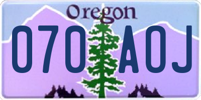 OR license plate 070AOJ