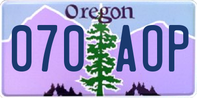OR license plate 070AOP