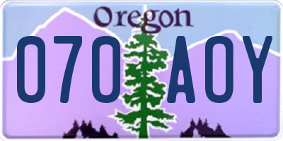 OR license plate 070AOY