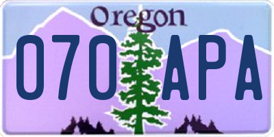 OR license plate 070APA