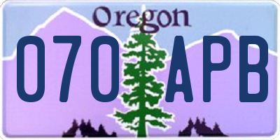 OR license plate 070APB