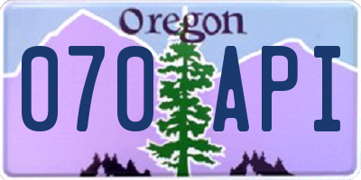 OR license plate 070API