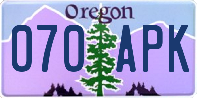 OR license plate 070APK