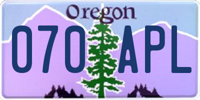 OR license plate 070APL