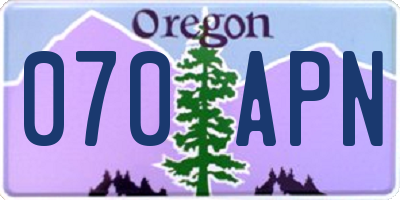 OR license plate 070APN
