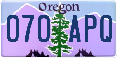 OR license plate 070APQ