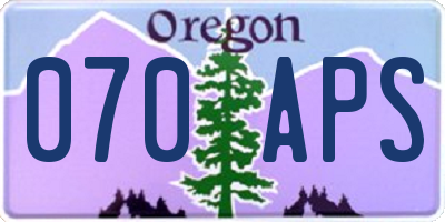 OR license plate 070APS