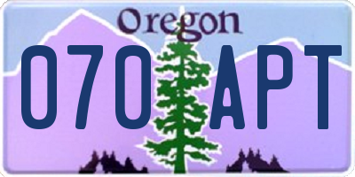 OR license plate 070APT