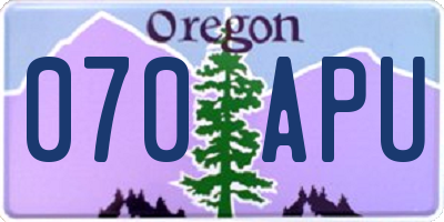 OR license plate 070APU
