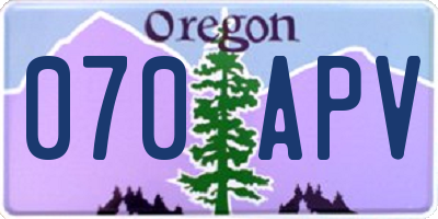 OR license plate 070APV