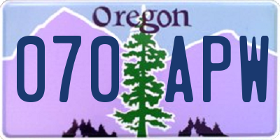 OR license plate 070APW