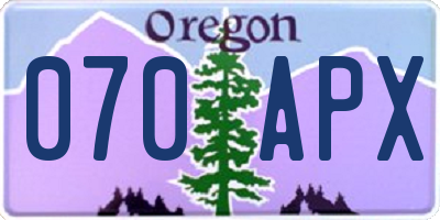OR license plate 070APX