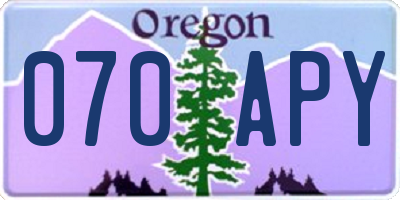 OR license plate 070APY