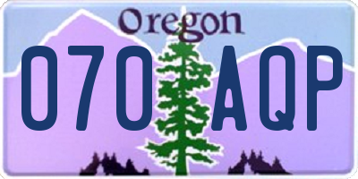 OR license plate 070AQP