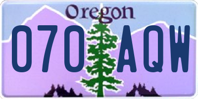 OR license plate 070AQW