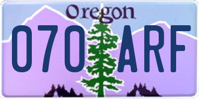 OR license plate 070ARF