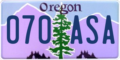 OR license plate 070ASA