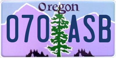 OR license plate 070ASB