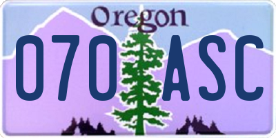 OR license plate 070ASC