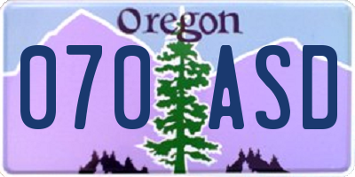 OR license plate 070ASD