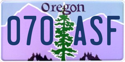 OR license plate 070ASF