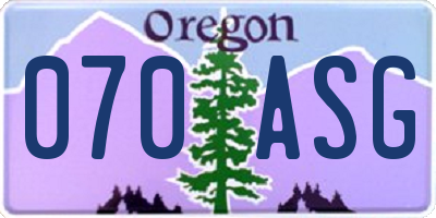 OR license plate 070ASG