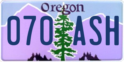 OR license plate 070ASH