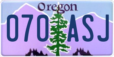 OR license plate 070ASJ