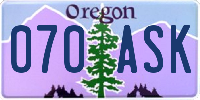 OR license plate 070ASK