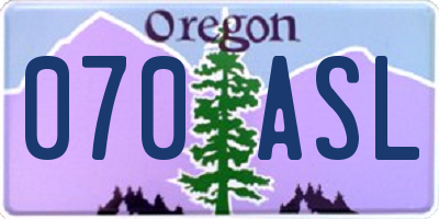 OR license plate 070ASL
